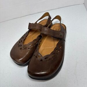 Earth Shoe Kalso Move Bark Leather Mary Jane Flats Women Sz 6.5 Retired Granola